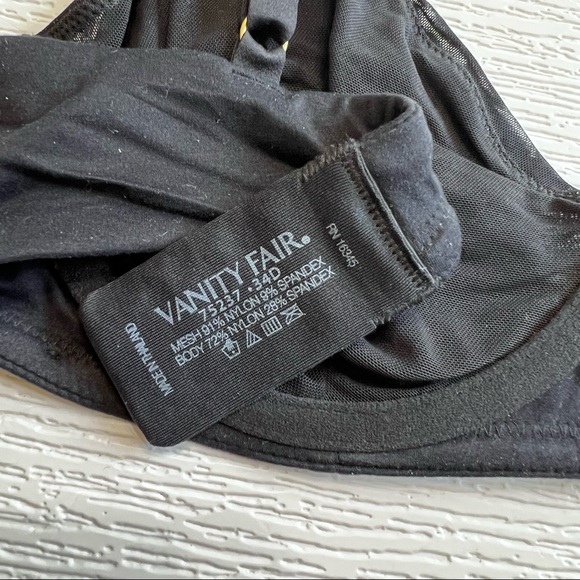 Vanity Fair Black Underwire Bra 34D - Picture 4 of 6